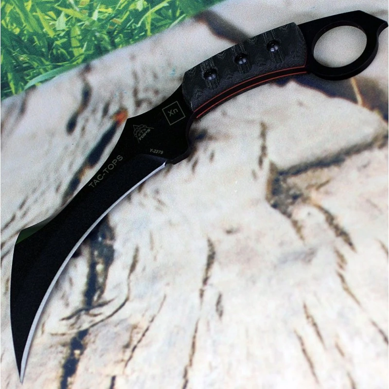 Couteau TOPS Tac Tops Karambit Lame Acier Carbone 1095 Manche Micarta Etui Kydex USA TPTAC01RMT