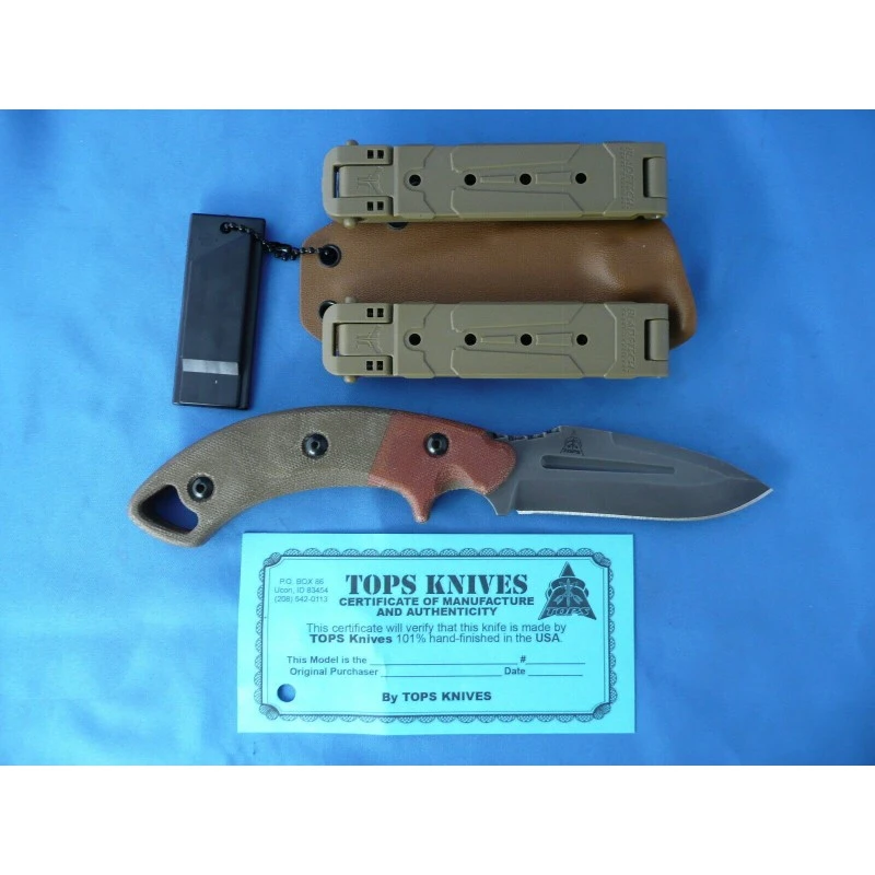 Couteau TOPS Viking Tactics Crusader Lame Acier Carbone 1095 Manche Micarta Etui Kydex Made In USA VTACK2C – Image 2