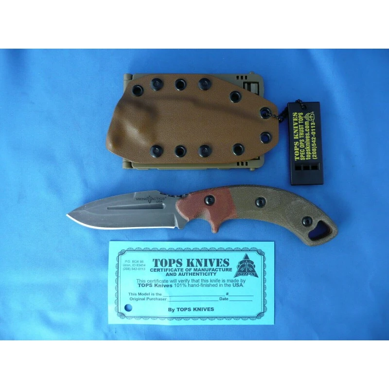 Couteau TOPS Viking Tactics Crusader Lame Acier Carbone 1095 Manche Micarta Etui Kydex Made In USA VTACK2C – Image 3
