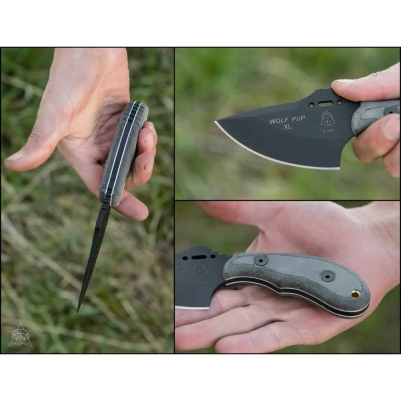 Couteau TOPS Wolf Pup XL Lame Acier Carbone 1095 Manche Micarta Etui Kydex Made In USA TPWP011
