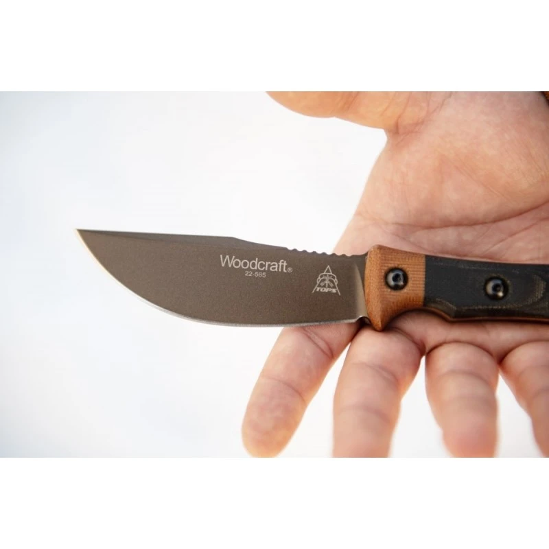 Couteau TOPS Woodcraft Manche Micarta Lame Acier Carbone 1095 Etui Cuir Made USA TPWC01 – Image 8