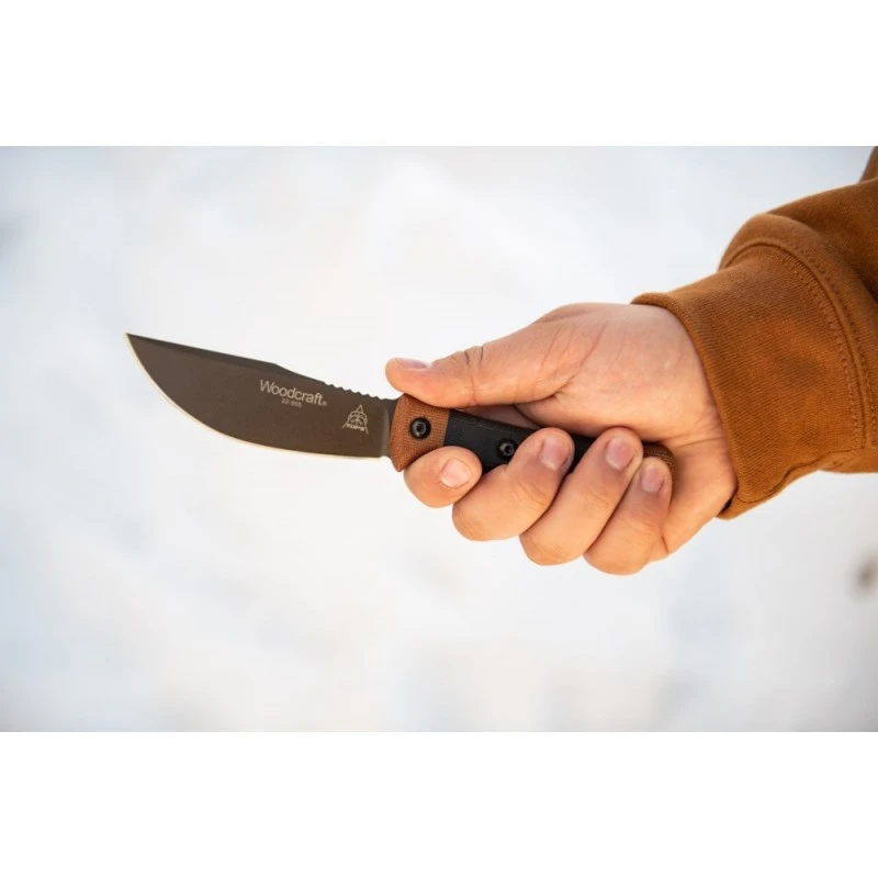 Couteau TOPS Woodcraft Manche Micarta Lame Acier Carbone 1095 Etui Cuir Made USA TPWC01 – Image 9