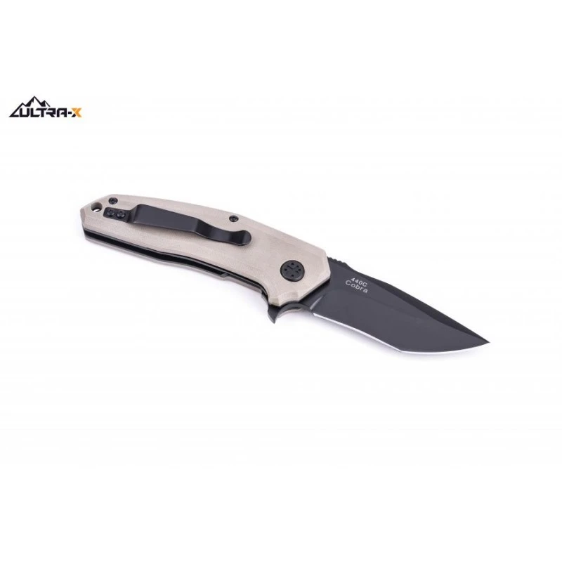 Couteau Ultra-X Cobra Desert Lame Acier 440C TiNi Manche G-10 Linerlock Clip UXHK215G