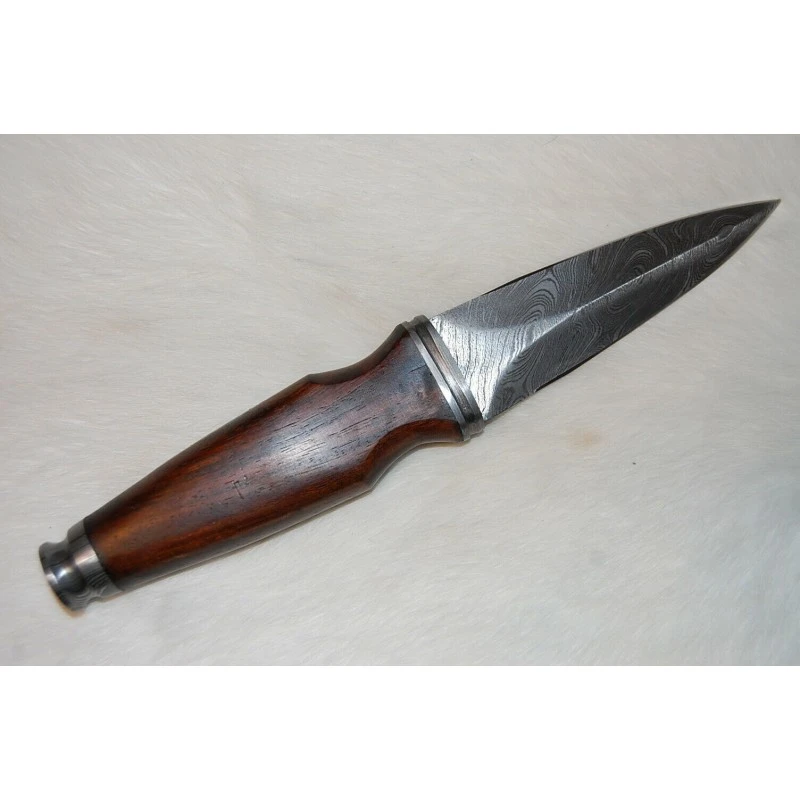 Dague Couteau Scottish Sgian Dubh Damas 256 Couches Manche Bois Etui Cuir DM1263 – Image 3