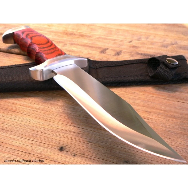 ER012 Bowie Couteau De Chasse Elk Ridge Large Hunter Lame Acier 440 Manche Bois – Image 3