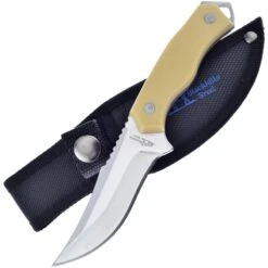 FBKH017IV Lot De 2 Couteau De Chasse Frost Cutlery Skinner Imitation Ivoire Lame Acier Inox Etui Nylon