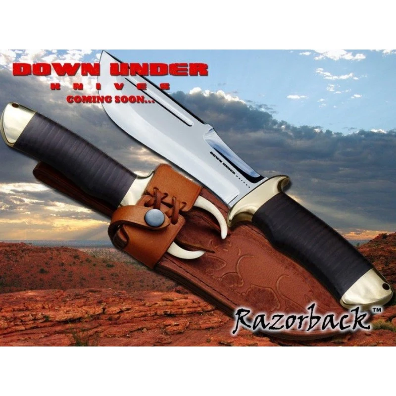 Gros Bowie Poignard Crocodile Dundee Down Under Knives Razorback Acier Forgé 440C DUKRB