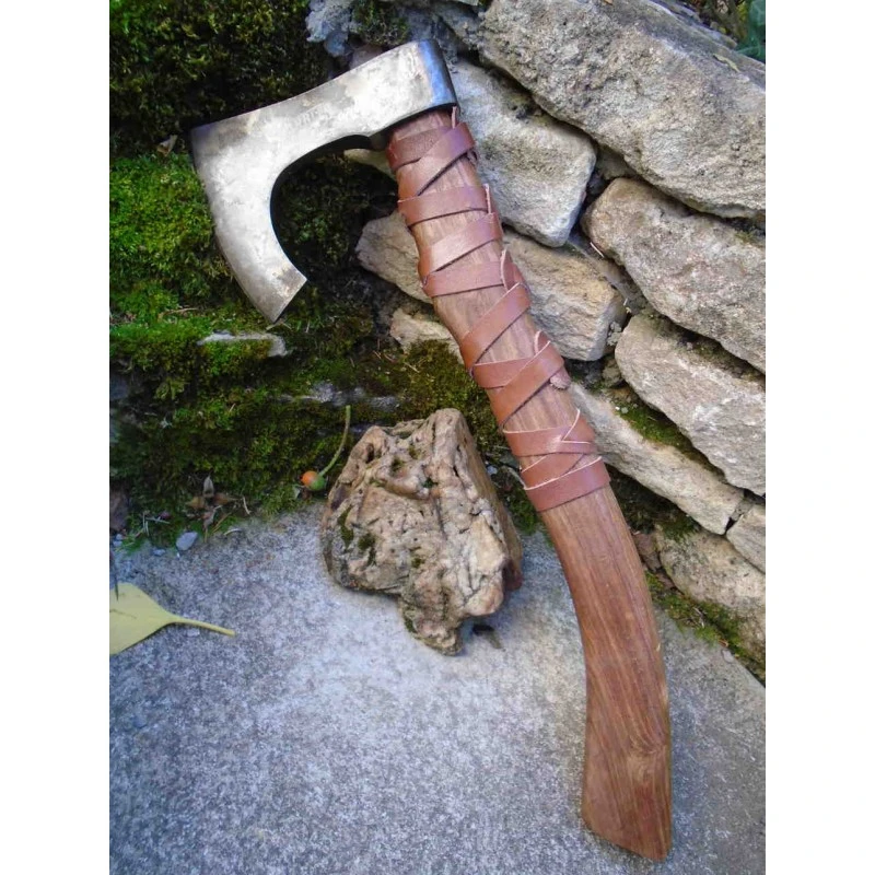 Grosse Hache De Viking Chef Harald Hardrada Lame Acier Carbone 1055 Manche Bois Etui Cuir Marbles MR617 – Image 7