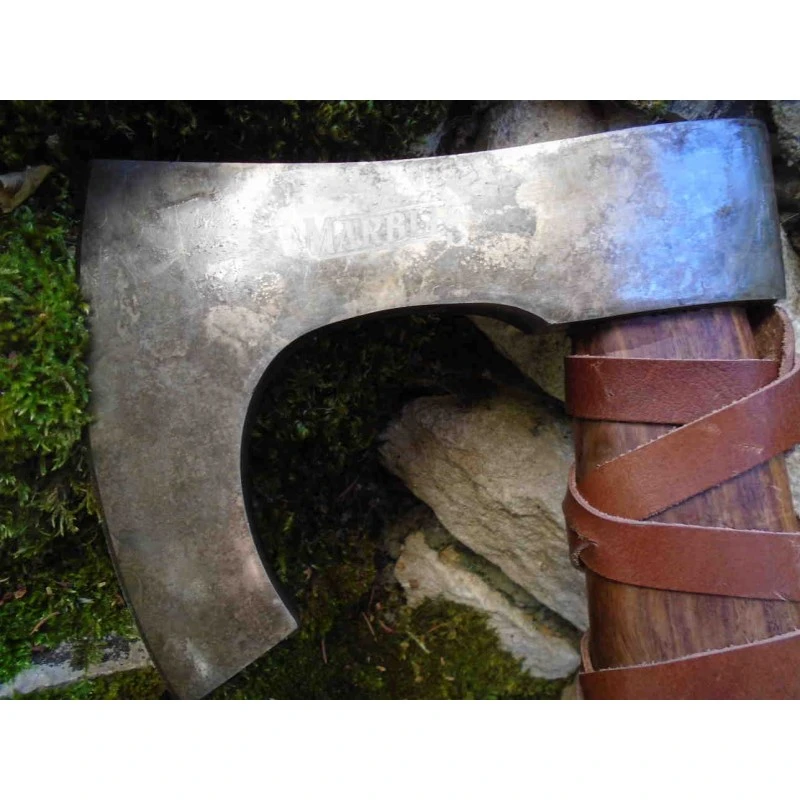 Grosse Hache De Viking Chef Harald Hardrada Lame Acier Carbone 1055 Manche Bois Etui Cuir Marbles MR617 – Image 8