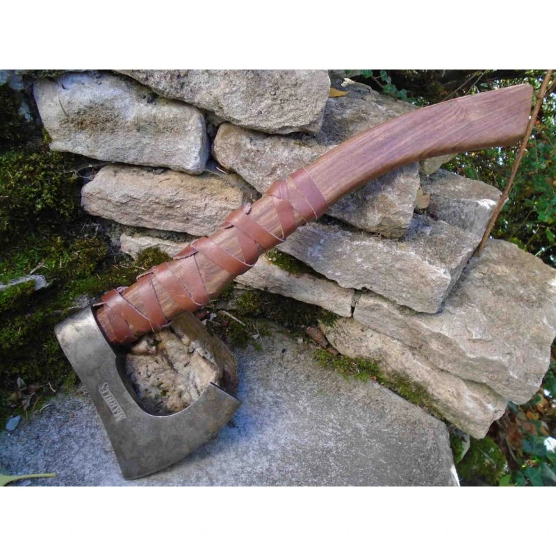 Grosse Hache De Viking Chef Harald Hardrada Lame Acier Carbone 1055 Manche Bois Etui Cuir Marbles MR617 – Image 9