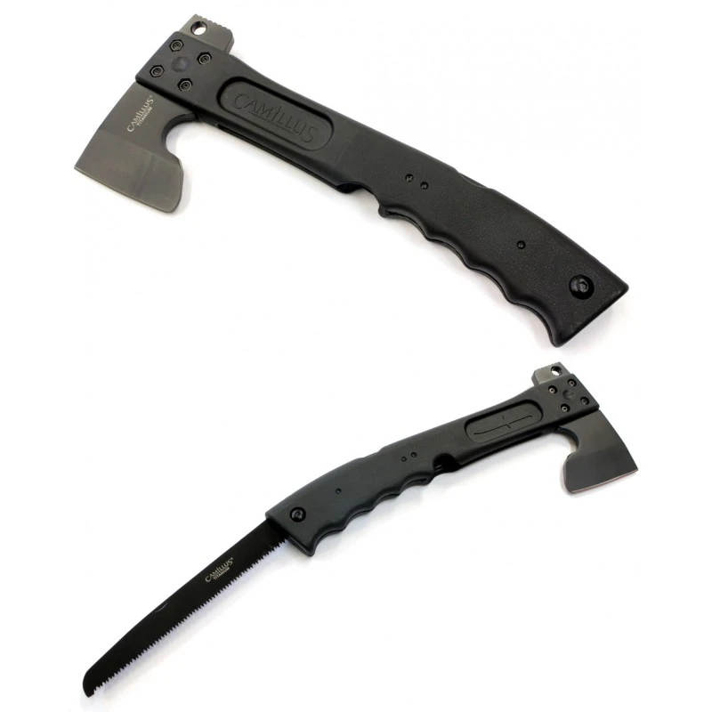 Hache Camillus Camtrax Hatchet/Saw Acier Carbone/Titane Manche ABS Fonction Scie CM19142