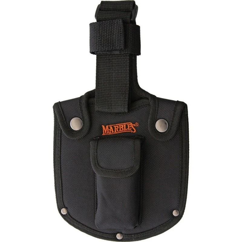 Hache Pelle Marbles Chopper Orange Lame Acier Inox Manche Bois Etui Nylon Avec Pierre Affuter MR557