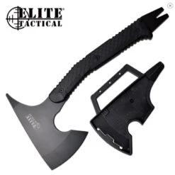 Hache Tomahawk Elite Tactical Axe Acier Inox Manche FRN Etui Plastique Pied De Biche ETAXE001BK