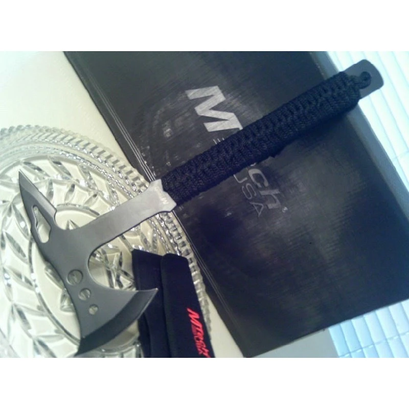 Hache Tomahawk Mtech Axe Black Handle Acier 440 Manche Para Corde Etui Nylon MTAXE8B