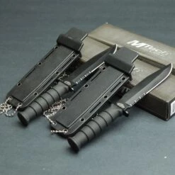 Lot De 2 Couteau De Cou Tactical Mini Kabai MTECH Acier 440 Façon Ka-Bar MT632CB