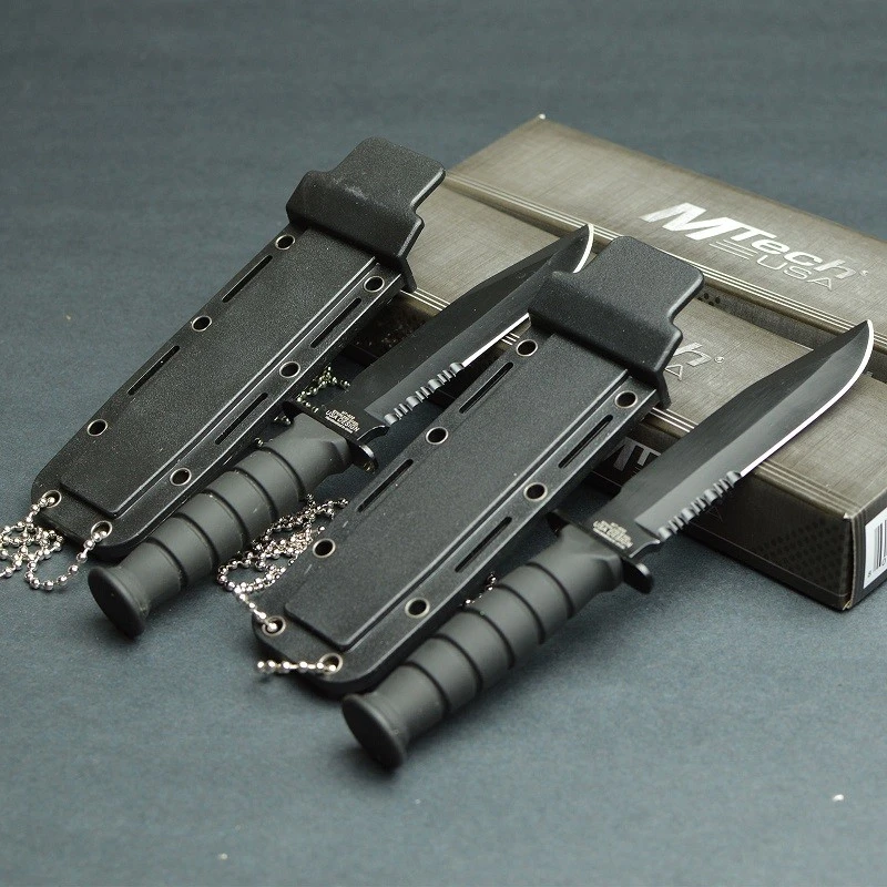 Lot De 2 Couteau De Cou Tactical Mini Kabai MTECH Acier 440 Façon Ka-Bar MT632CB