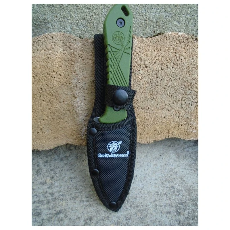 Lot De 2 Couteau Tactical Backup SMITH&WESSON HRT OD Green Lame Acier Inox Etui Nylon SWP1189666 – Image 2