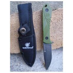 Lot De 2 Couteau Tactical Backup SMITH&WESSON HRT OD Green Lame Acier Inox Etui Nylon SWP1189666