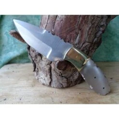 Lot De 2 Lames à Customiser Drop Point Lames Acier Inox Garde Laiton BL140