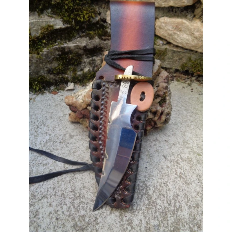 Lot De 2 Lames De Couteau à Customiser Clip Blade Acier Carbone Dos Guilloché + Etui Cuir BL7723 – Image 2