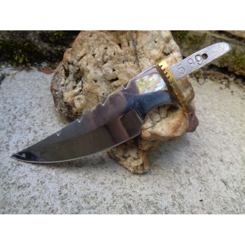 Lot De 2 Lames De Couteau à Customiser Clip Blade Acier Carbone Dos Guilloché + Etui Cuir BL7723 – Image 3