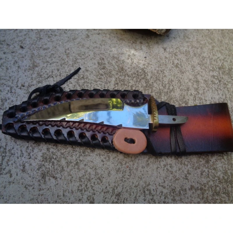 Lot De 2 Lames De Couteau à Customiser Clip Blade Acier Carbone Dos Guilloché + Etui Cuir BL7723 – Image 6