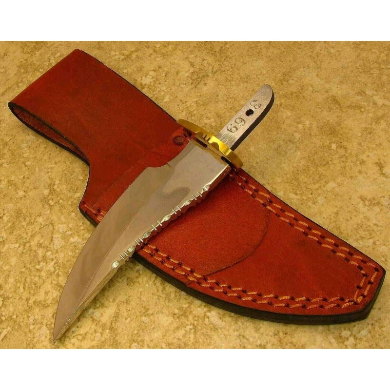 Lot De 2 Lames De Couteau à Customiser Skinner Acier Carbone Dos Guilloché Etui Cuir BLSOB1 – Image 3