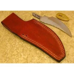 Lot De 2 Lames De Couteau à Customiser Skinner Acier Carbone Dos Guilloché Etui Cuir BLSOB1