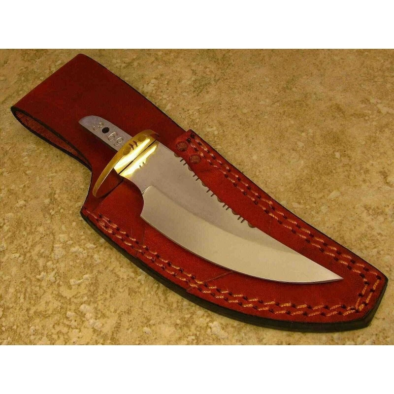 Lot De 2 Lames De Couteau à Customiser Skinner Acier Carbone Dos Guilloché Etui Cuir BLSOB1 – Image 5