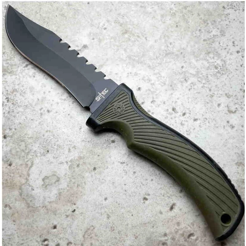 Lot De 3 Couteau De Survie S-TEC Lame Acier Inox Scie Manche Abs Etui ABS STT22191BK – Image 3