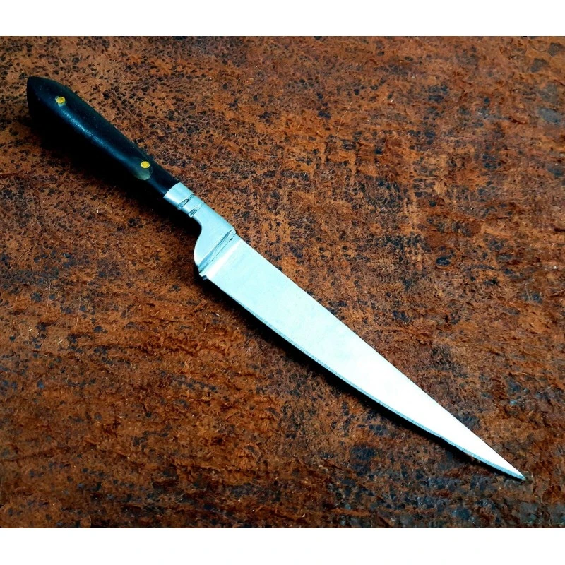 Lot De 3 Couteau Médiéval Lame Acier Inox Manche Corne Etui Cuir PA3410HN – Image 2