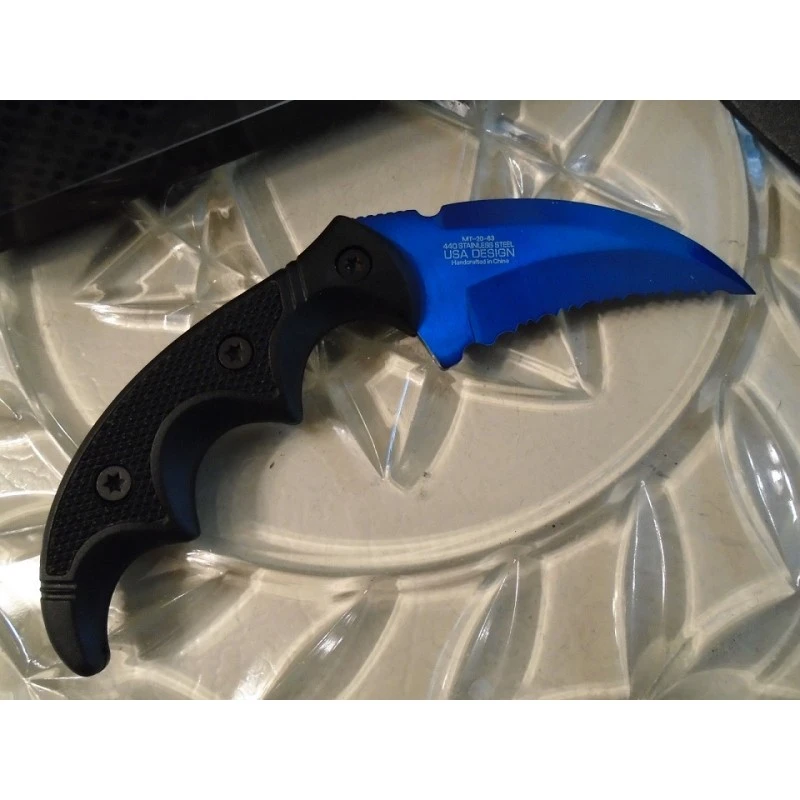 Lot De 3 Couteaux Mtech Blue Griffe D'Ours Acier 440 Manche Alu/G-10 MT2063BL – Image 3