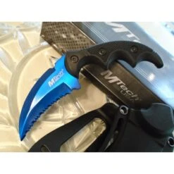 Lot De 3 Couteaux Mtech Blue Griffe D'Ours Acier 440 Manche Alu/G-10 MT2063BL