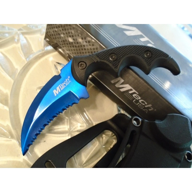 Lot De 3 Couteaux Mtech Blue Griffe D'Ours Acier 440 Manche Alu/G-10 MT2063BL