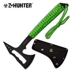 Lot De 3 Haches Tomahawk Chasseur De Zombies Z-Hunter Axe Green Cord Handle Acier Inox Etui Nylon ZBAXE9
