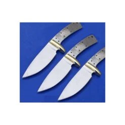 Lot De 3 Lames à Customiser Drop Point Skinner Lame Acier Inox Garde Laiton BL013