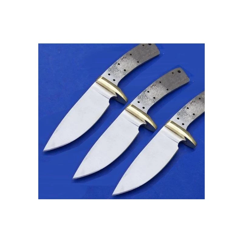 Lot De 3 Lames Ă Customiser Drop Point Skinner Lame Acier Inox Garde Laiton BL013
