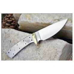 Lot De 4 Lames Ă Customiser Drop Point Skinner Lame Acier Inox Garde Laiton BL013