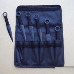 Lot De 6 Couteaux De Lancer De Ninja Acier Inox Black Etui Nylon PA3334