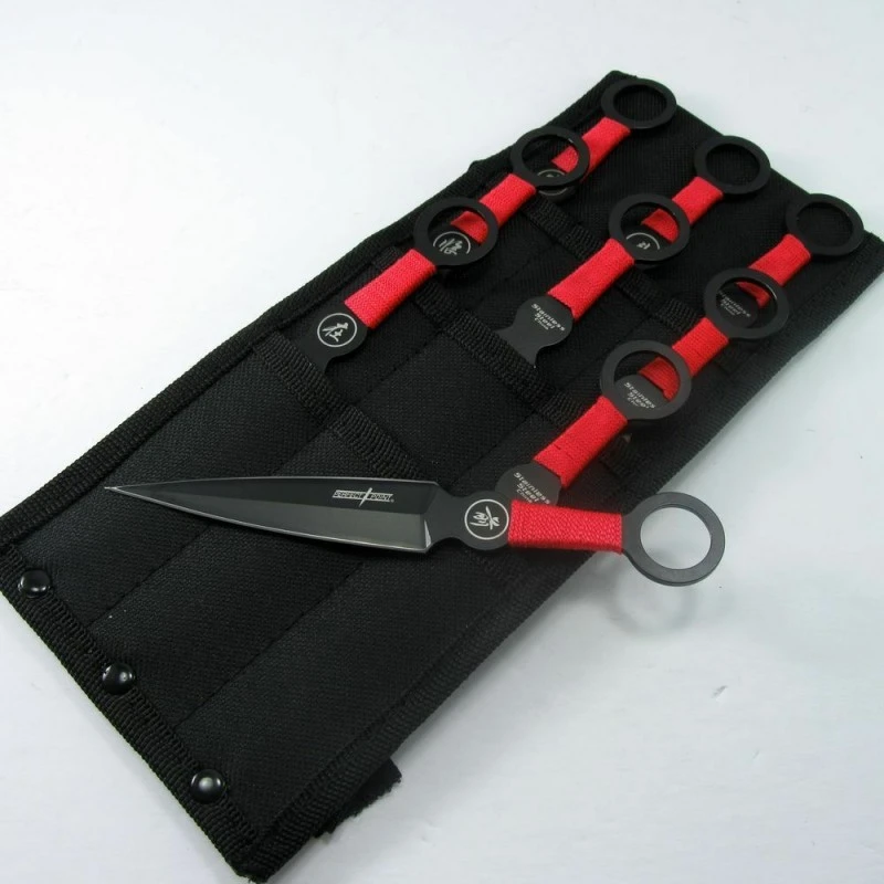 Lot De 9 Couteaux De Lancer De Ninja Perfect Point Throwing Lame Acier Etui Nylon M4504 – Image 2