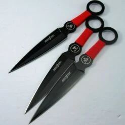 Lot De 9 Couteaux De Lancer De Ninja Perfect Point Throwing Lame Acier Etui Nylon M4504