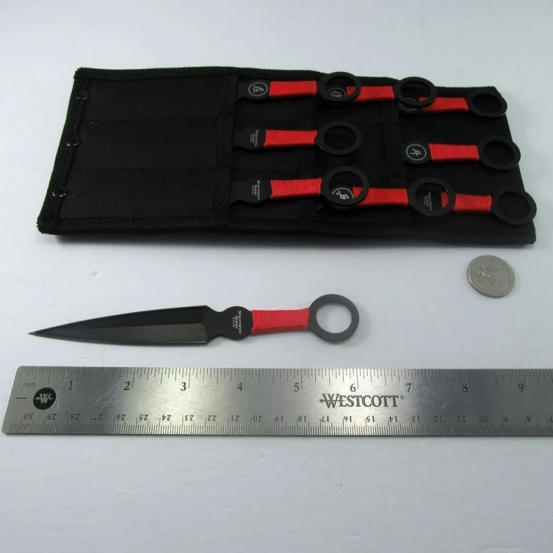 Lot De 9 Couteaux De Lancer De Ninja Perfect Point Throwing Lame Acier Etui Nylon M4504 – Image 4