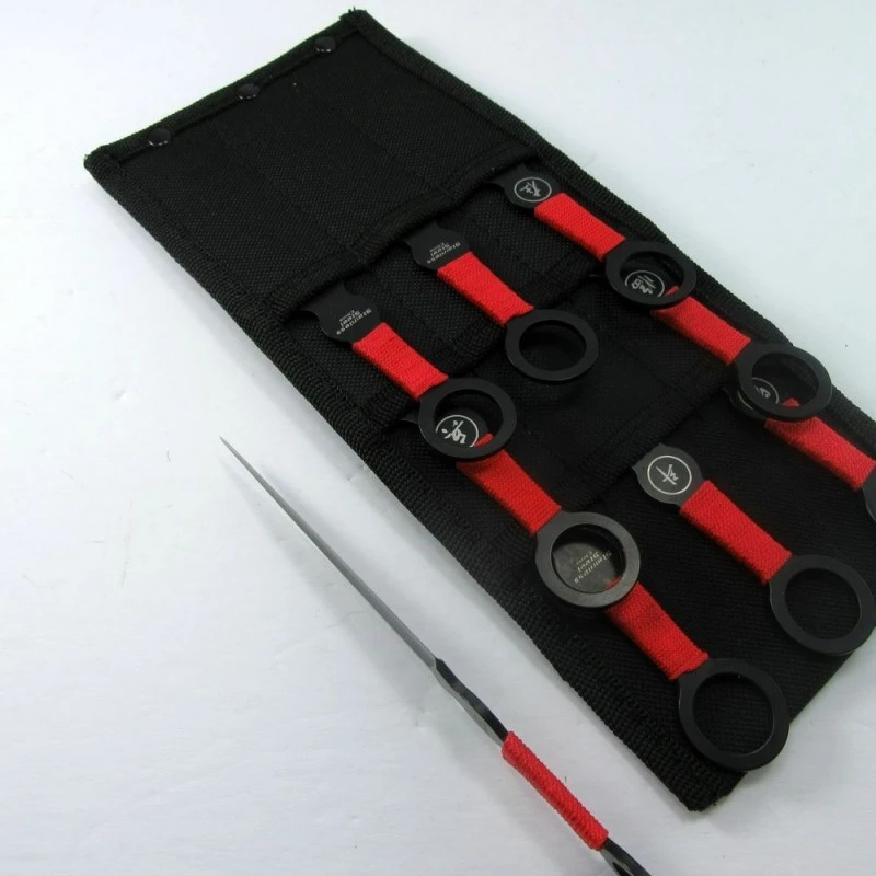 Lot De 9 Couteaux De Lancer De Ninja Perfect Point Throwing Lame Acier Etui Nylon M4504 – Image 5