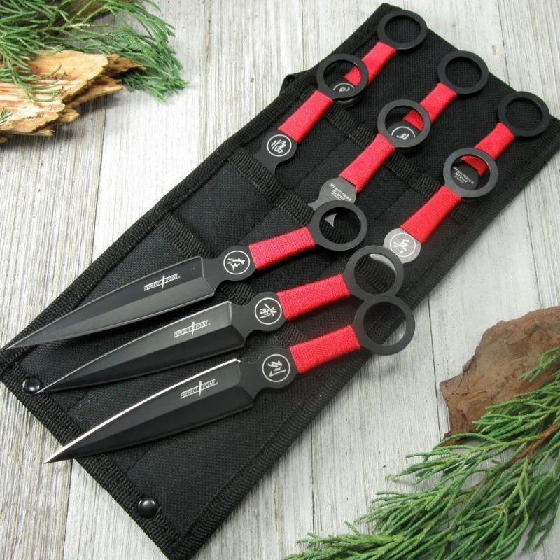 Lot De 9 Couteaux De Lancer De Ninja Perfect Point Throwing Lame Acier Etui Nylon M4504 – Image 6