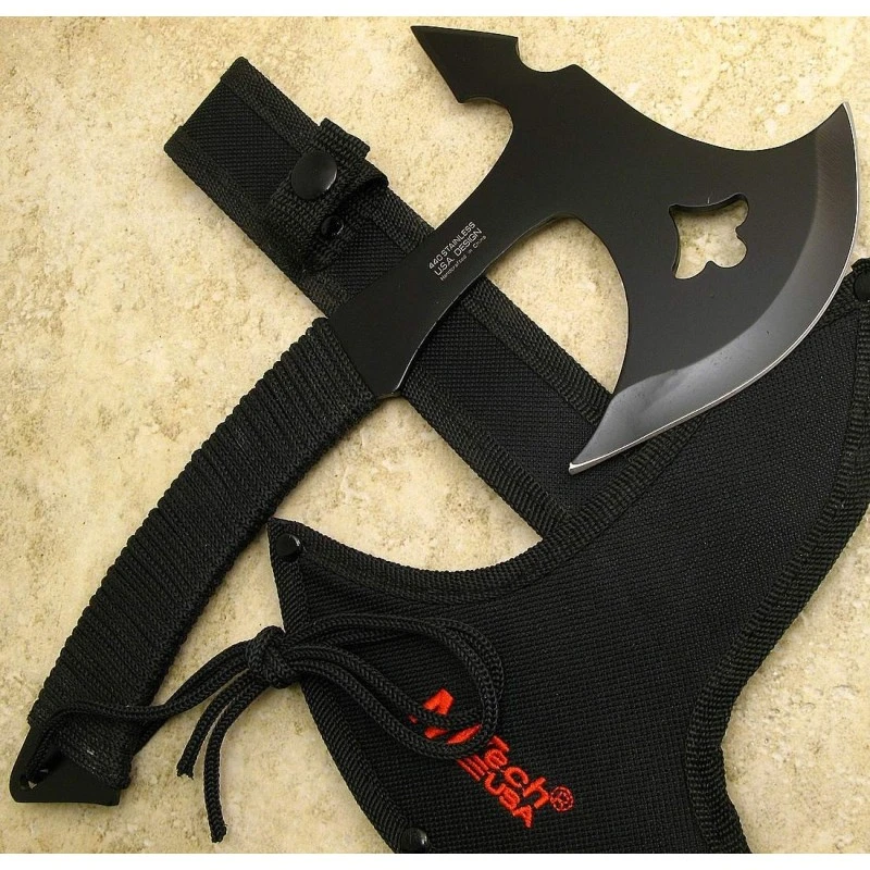 Lot De Couteaux - 2 Haches Tomahawk Throwing Axe Lancer Tactical Rando Acier 440 Manche Corde MT628 – Image 3