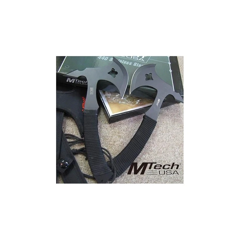 Lot De Couteaux - 2 Haches Tomahawk Throwing Axe Lancer Tactical Rando Acier 440 Manche Corde MT628