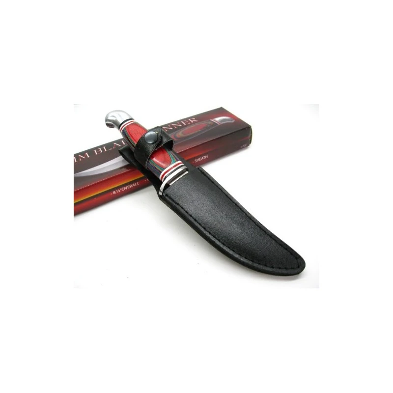 Lot De Couteaux - 3 Poignard Skinner Lame Acier Inox Manche Bois Etui Cuir PA3290 – Image 3