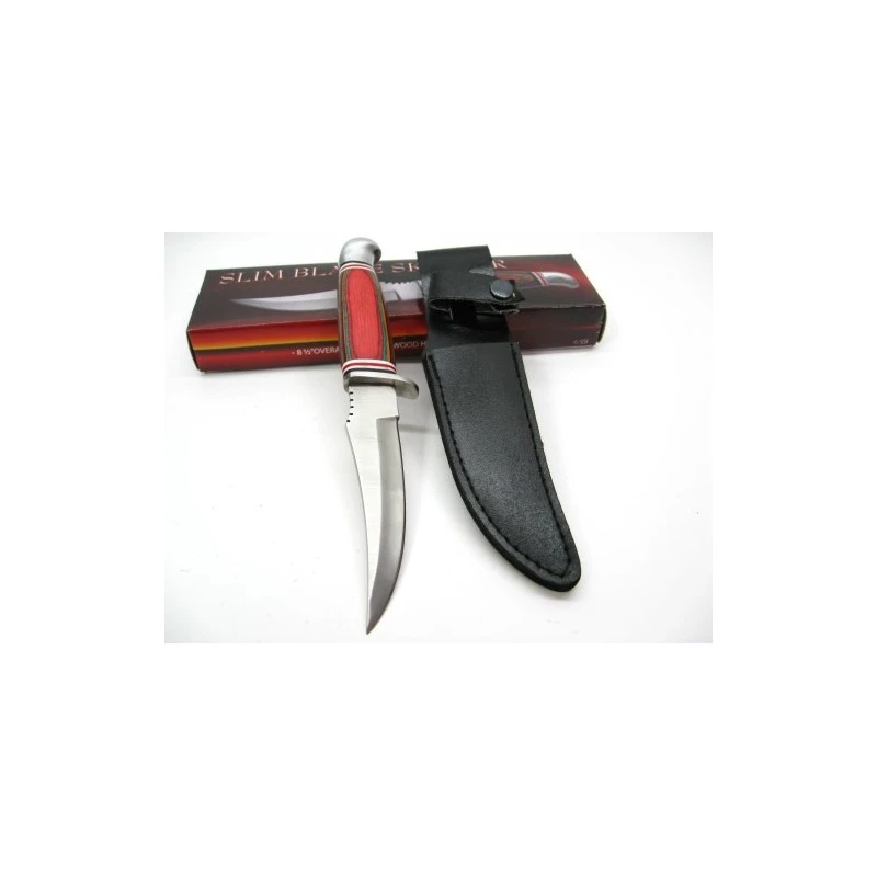 Lot De Couteaux - 3 Poignard Skinner Lame Acier Inox Manche Bois Etui Cuir PA3290 – Image 4