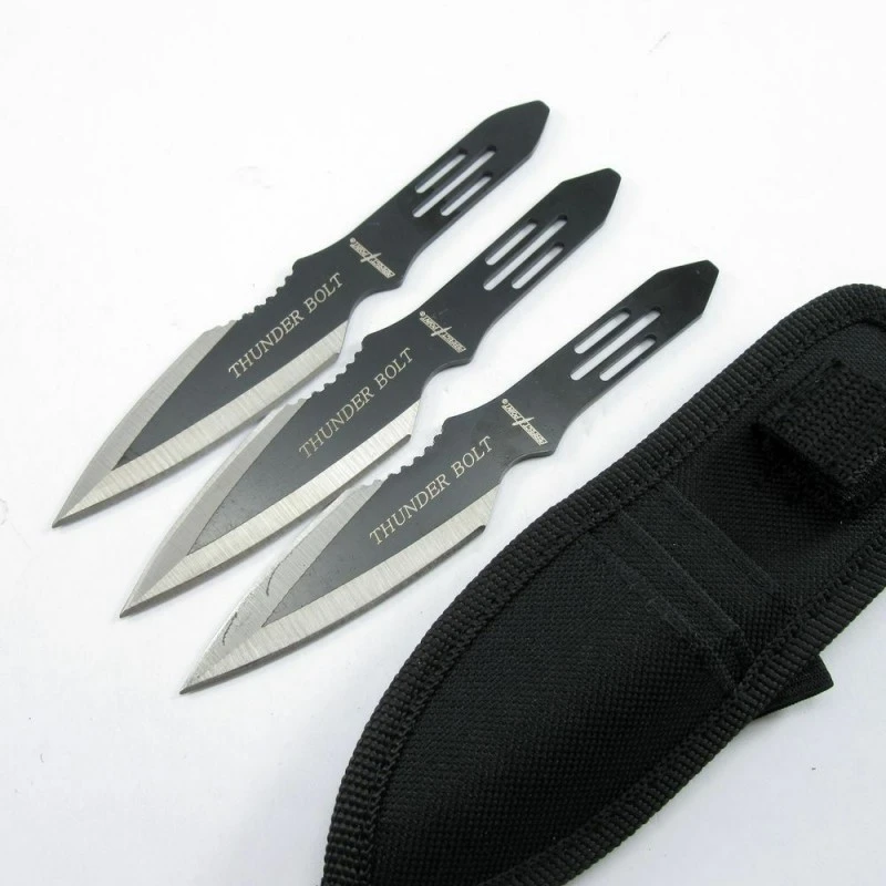 M4503 Lot De 3 Couteaux De Lancer Perfect Point Throwing Black Acier Inox Etui Nylon – Image 5