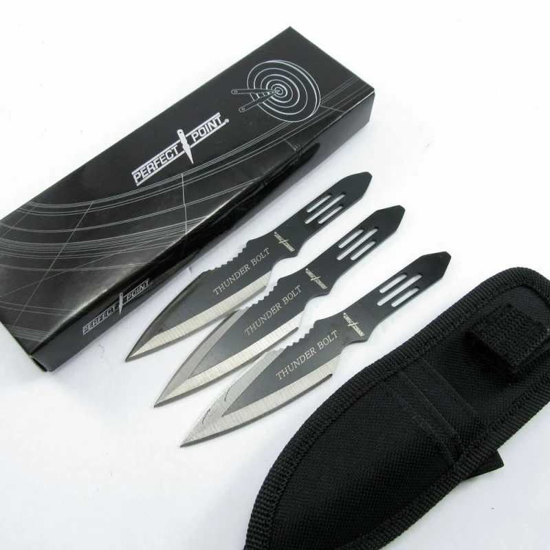 M4503 Lot De 3 Couteaux De Lancer Perfect Point Throwing Black Acier Inox Etui Nylon – Image 6